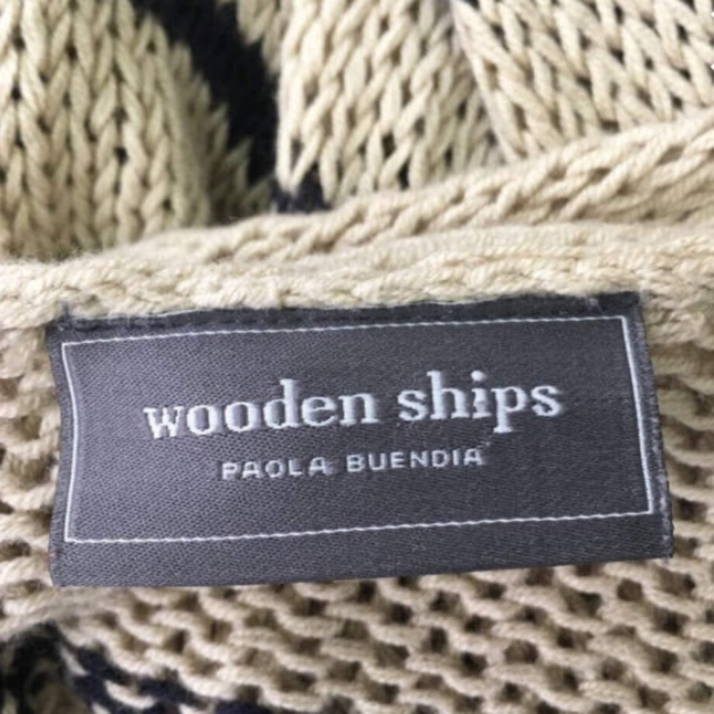 Wooden Ships Tan Cardigan Sweater with hoodie! - Picture 3 of 4